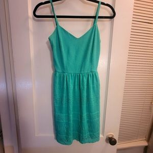 Sea foam green crochet overlay dress with adjustable straps